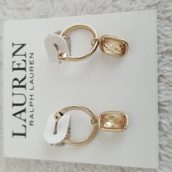 New Ralph Lauren Rope Stone Huggie Earrings - Picture 2 of 7